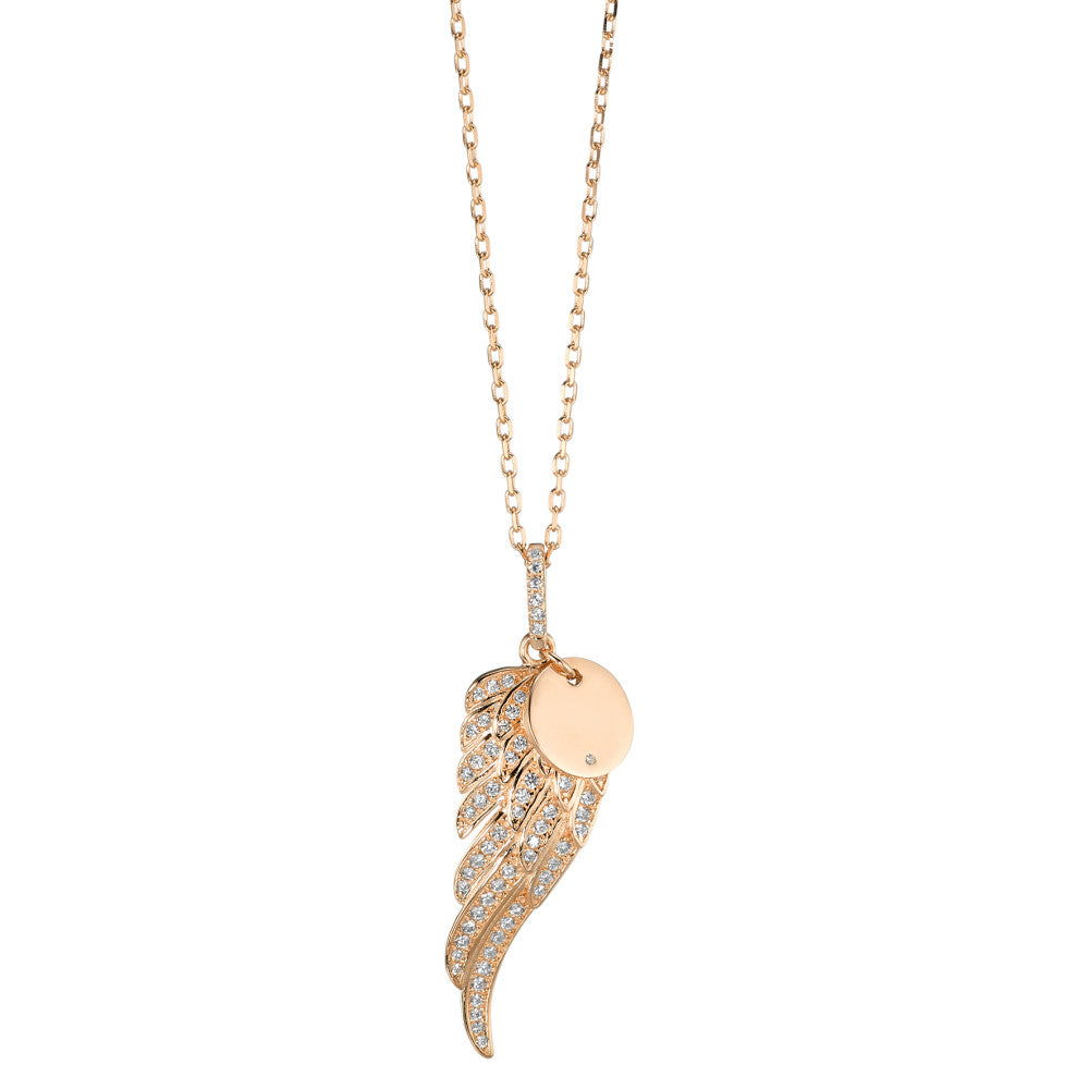 Necklace with pendant Silver Zirconia Yellow Gold plated Wing 40-45 cm