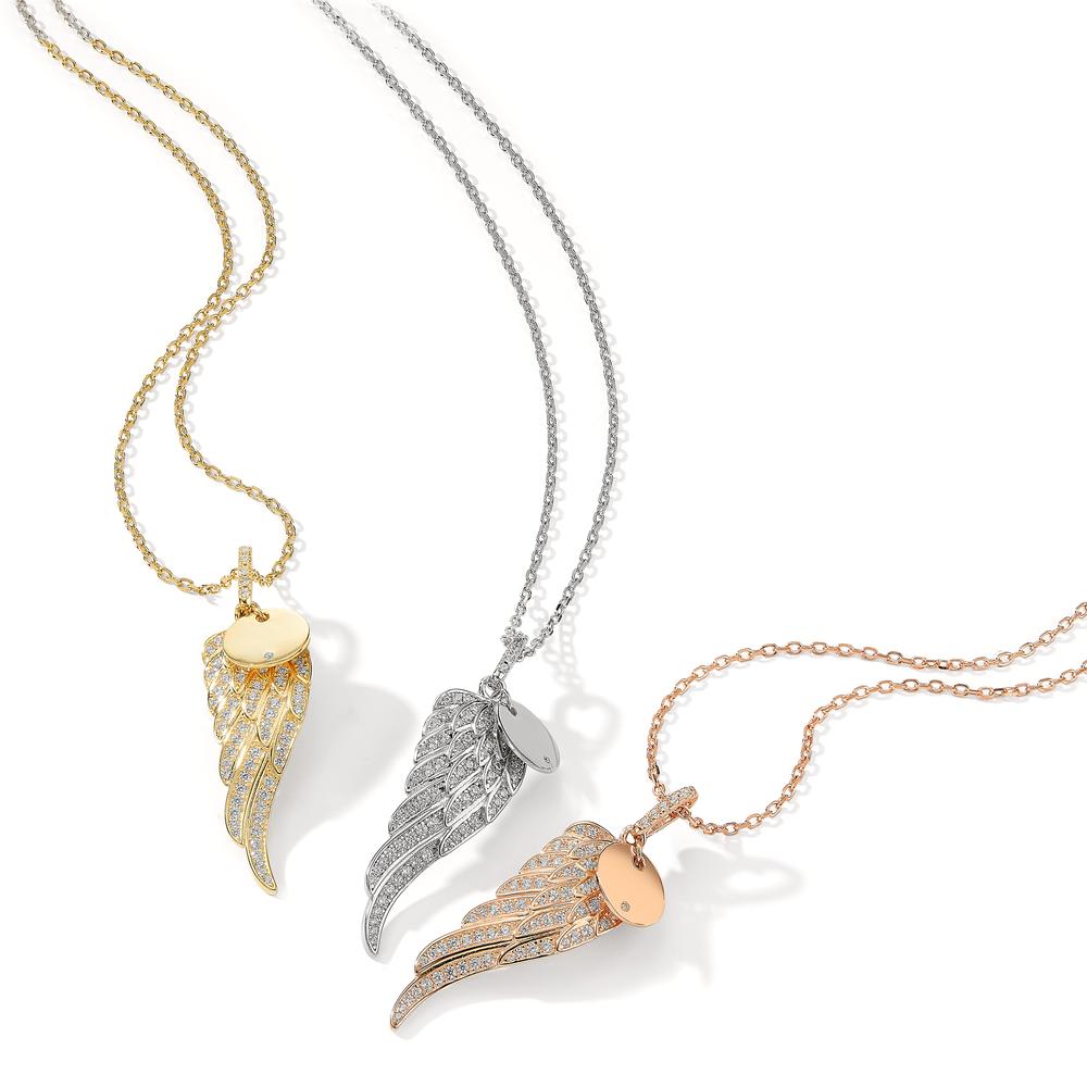 Necklace with pendant Silver Zirconia Yellow Gold plated Wing 40-45 cm