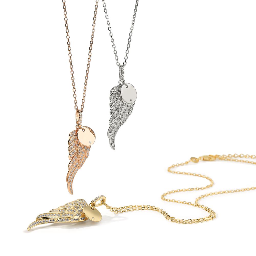 Necklace with pendant Silver Zirconia Yellow Gold plated Wing 40-45 cm