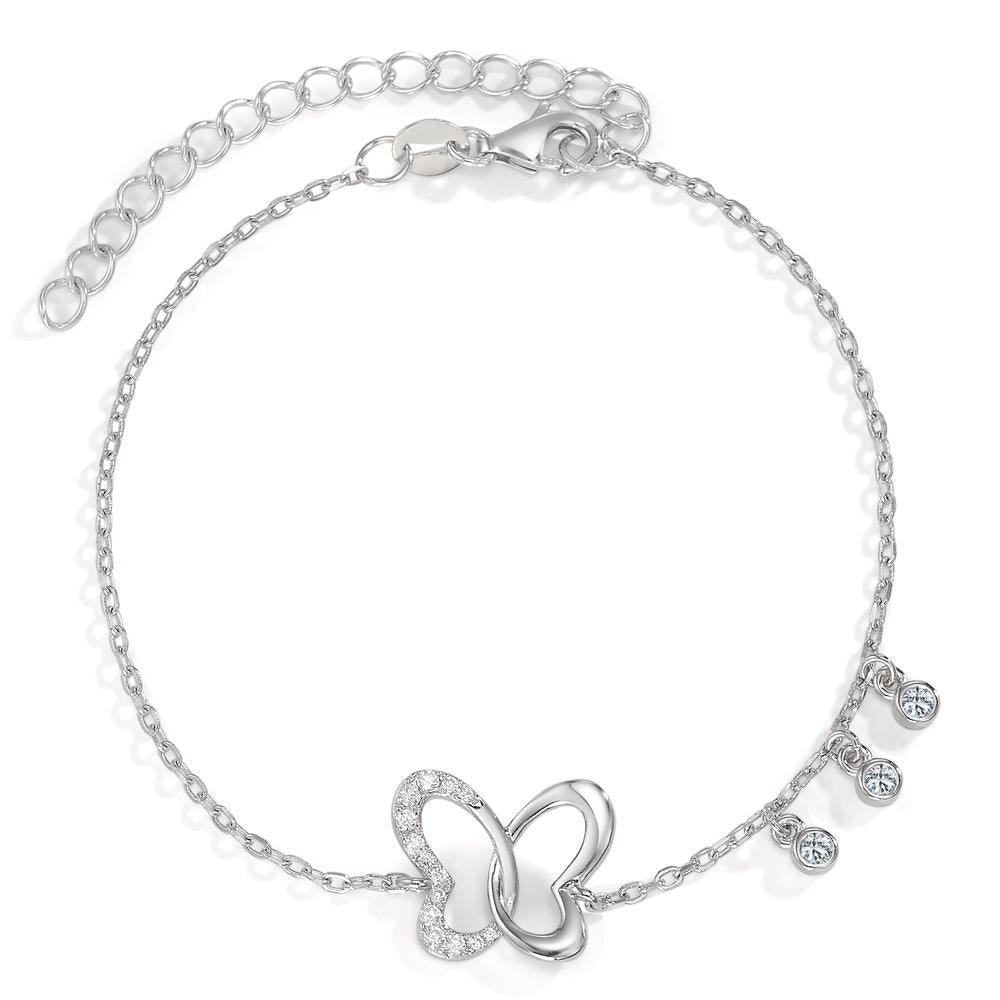 Bracelet Silver Zirconia Rhodium plated Butterfly 16-19 cm