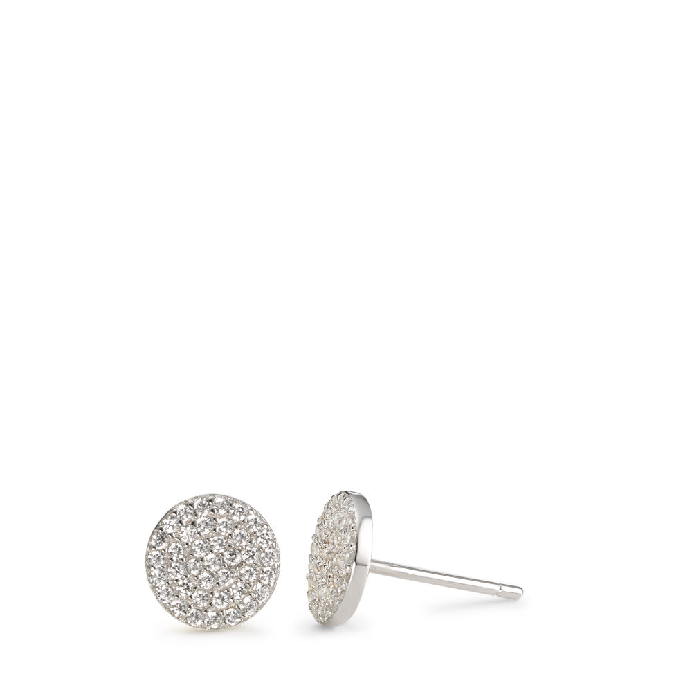 Stud earrings Silver Zirconia Rhodium plated Ø7.5 mm