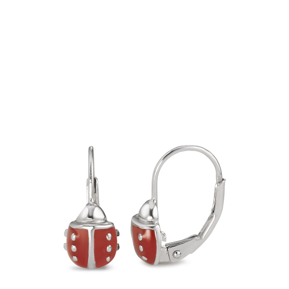 Drop Earrings Silver Lacquered Ladybird Ø7 mm