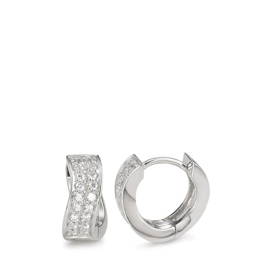 Hinged hoop Silver Zirconia Rhodium plated