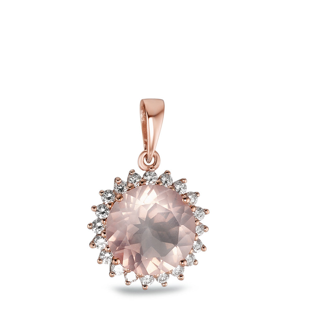 Pendant Silver Rose Quartz Rose Gold plated Ø13.5 mm