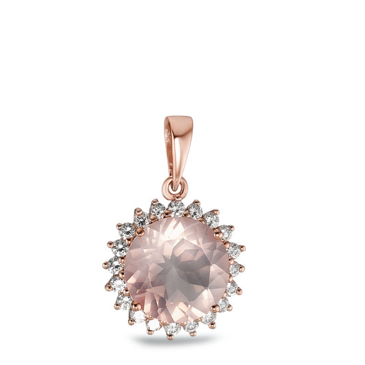 Pendant Silver Rose Quartz Rose Gold plated Ø13.5 mm