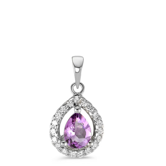 Pendant Silver Amethyst, Zirconia Rhodium plated