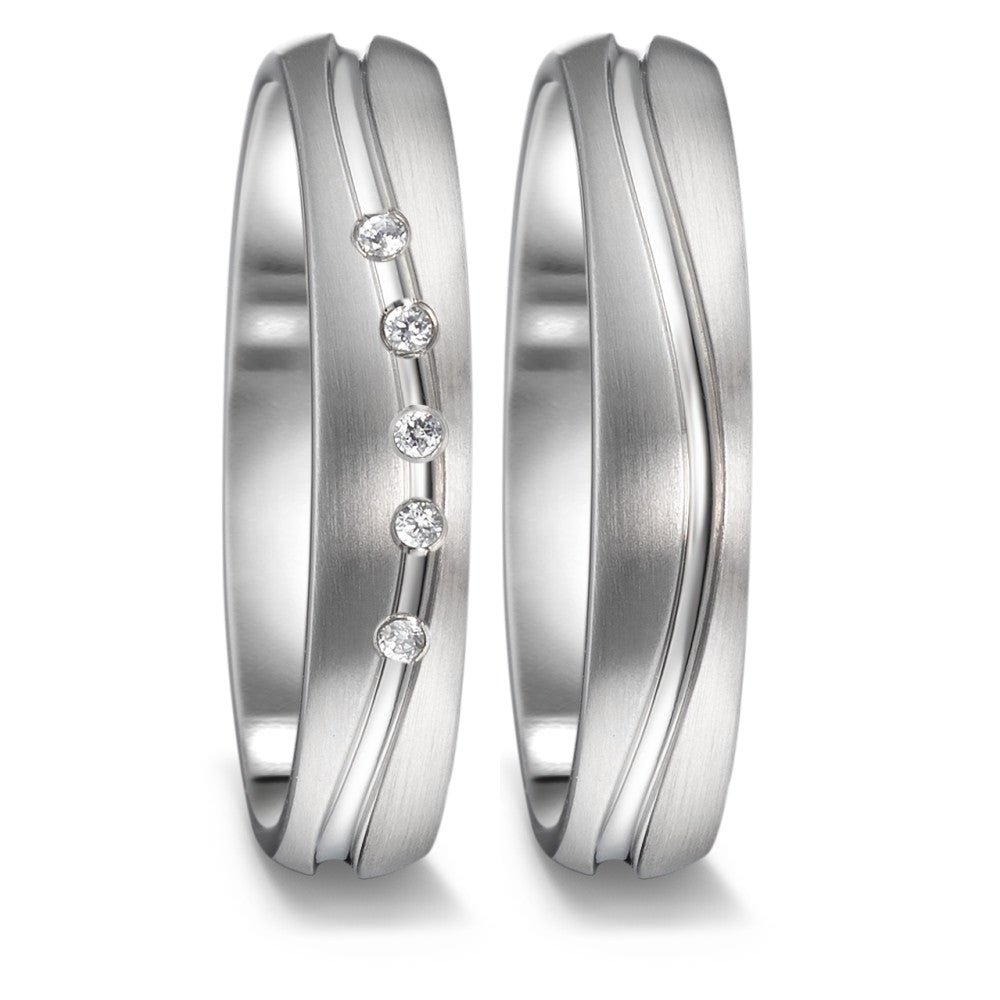 Wedding Ring Stainless steel Zirconia 5 Stones