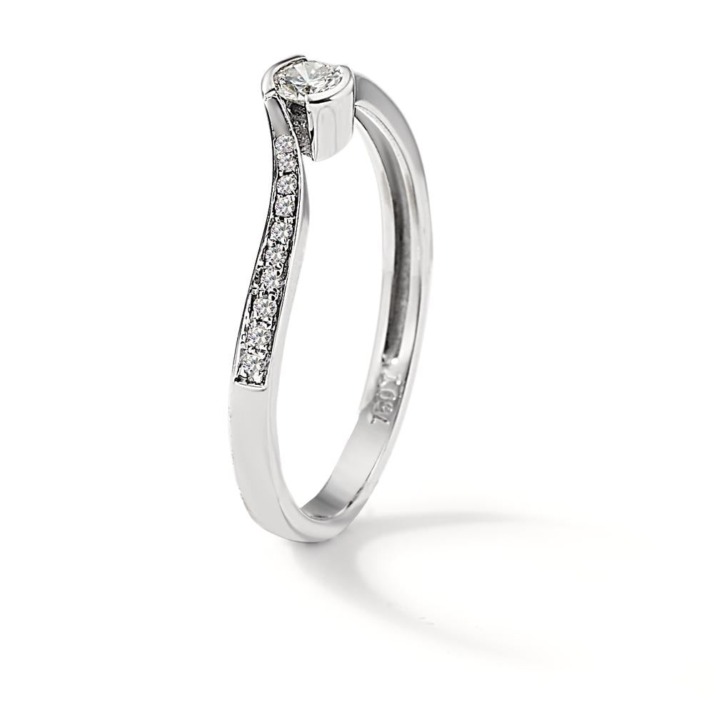 Ring 18k White Gold Diamond 0.15 ct, 21 Stones, w-si