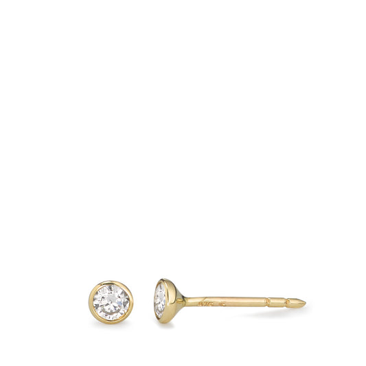 Stud earrings 9k Yellow Gold Zirconia 2 Stones Ø3.5 mm