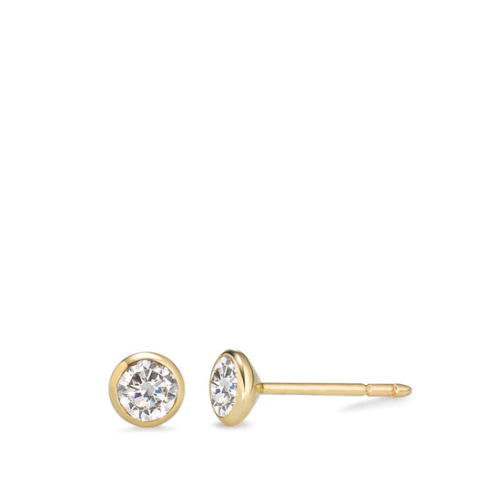 Stud earrings 9k Yellow Gold Zirconia 2 Stones Ø4.5 mm