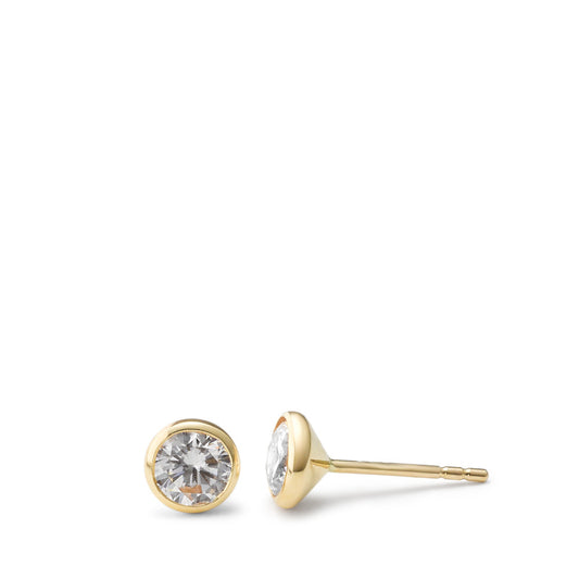 Stud earrings 9k Yellow Gold Zirconia 2 Stones Ø5.7 mm