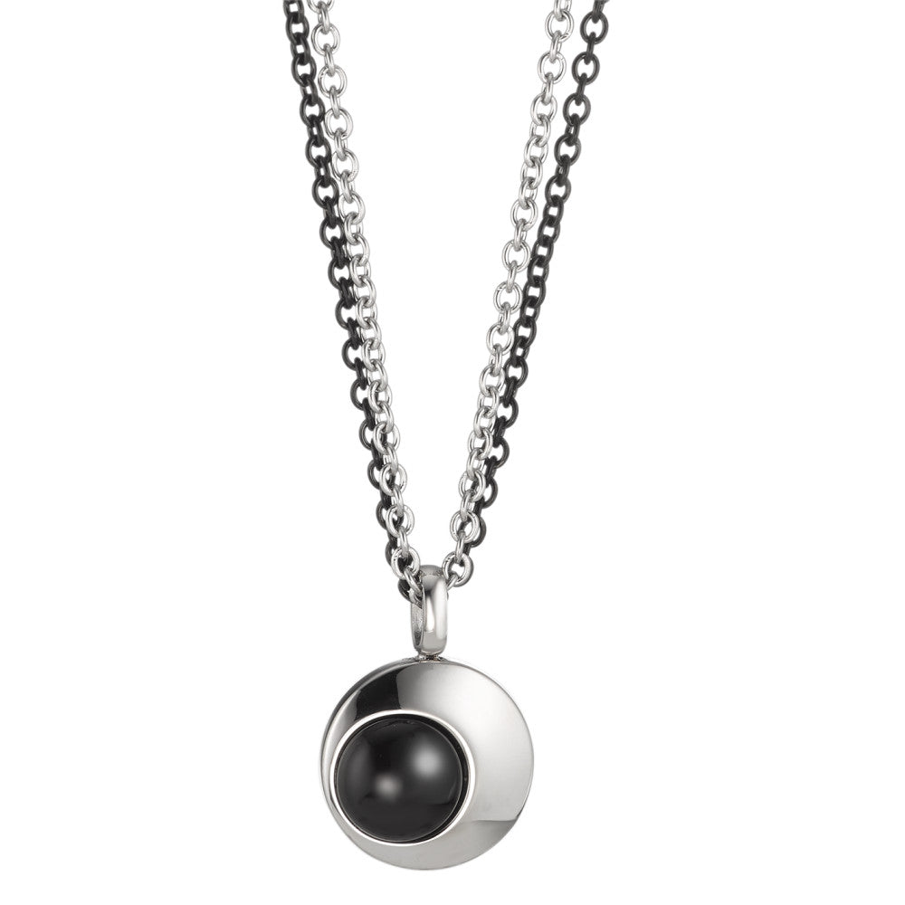 Necklace Stainless steel Onyx Black IP coated 45 cm