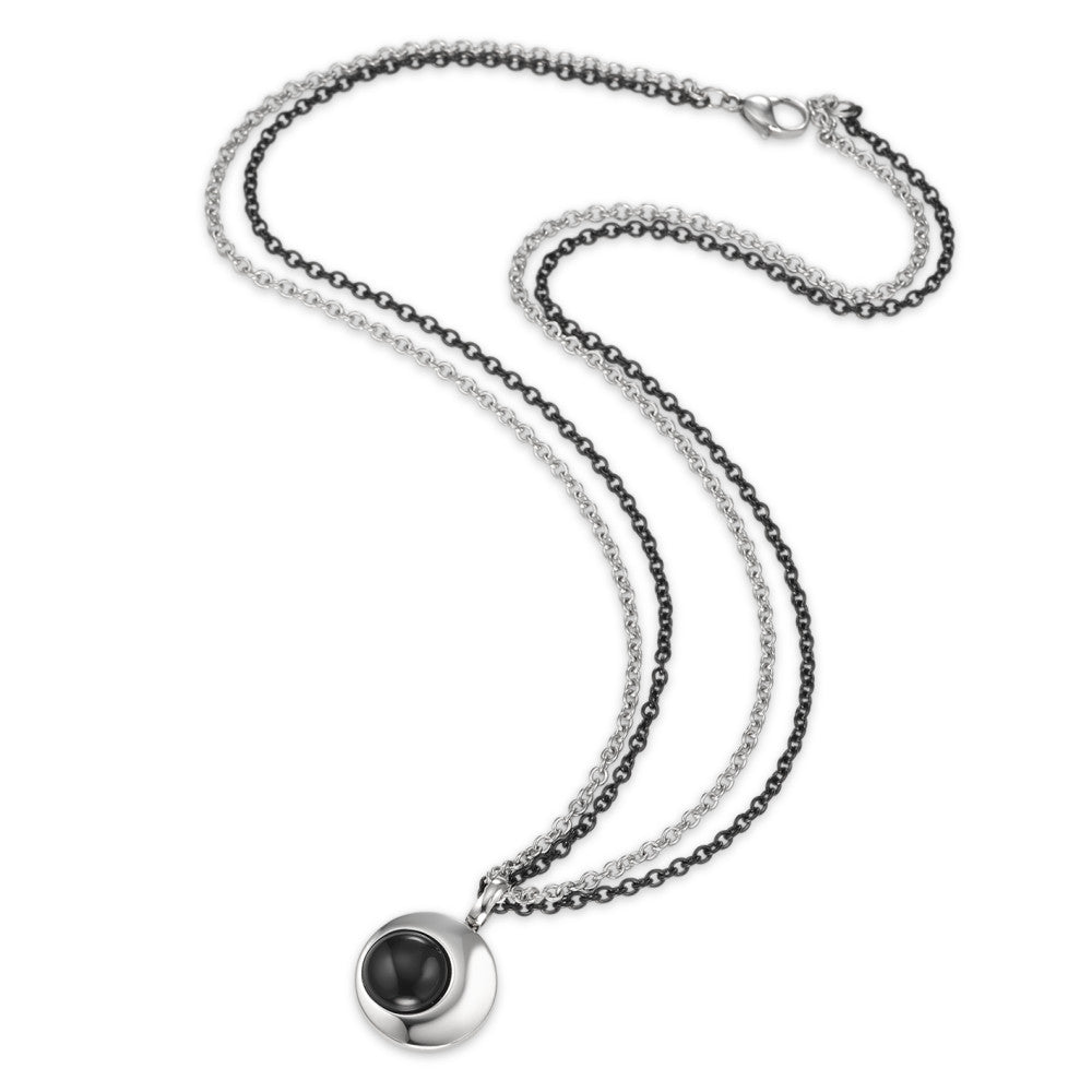 Necklace Stainless steel Onyx Black IP coated 45 cm