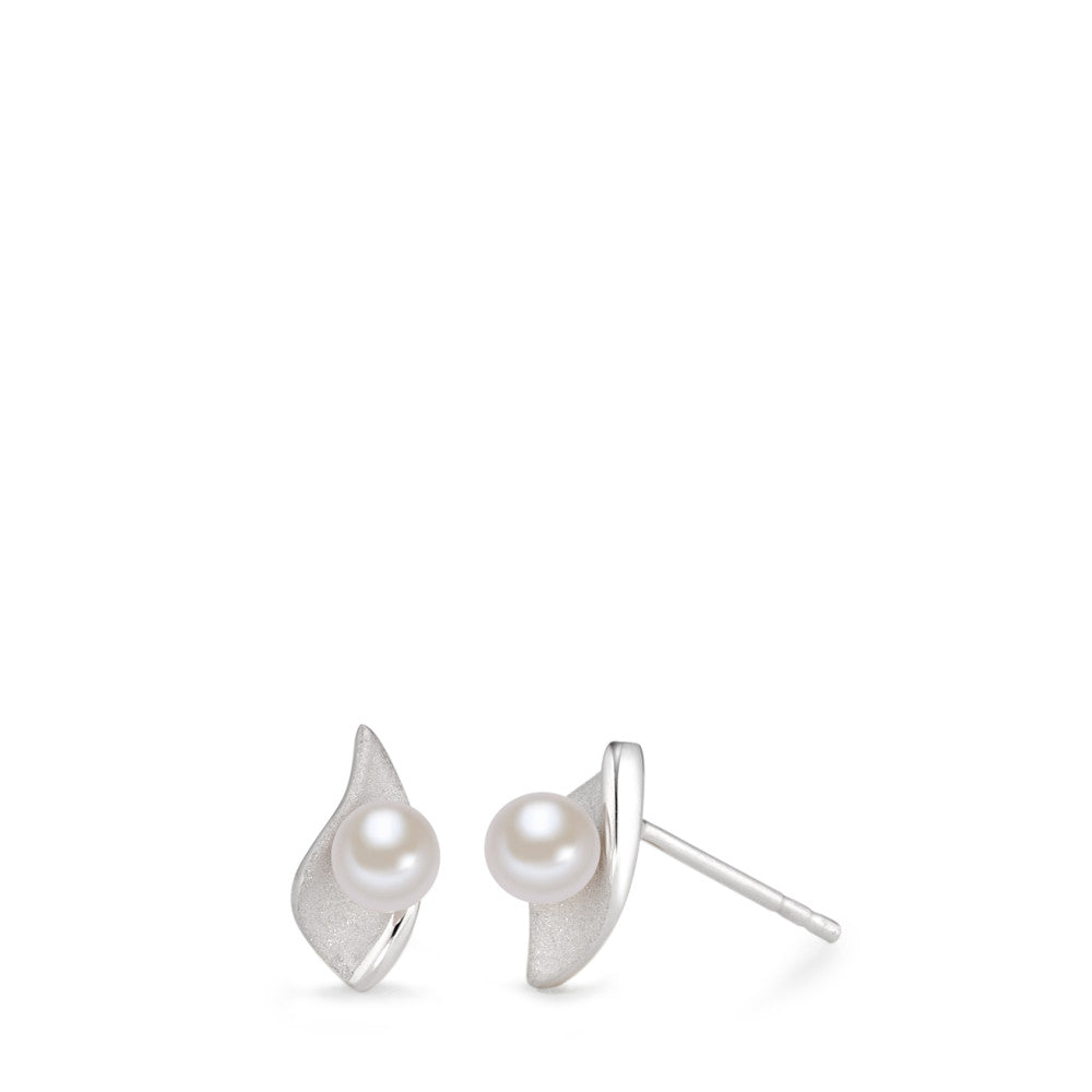 Stud earrings Silver Rhodium plated Freshwater pearl