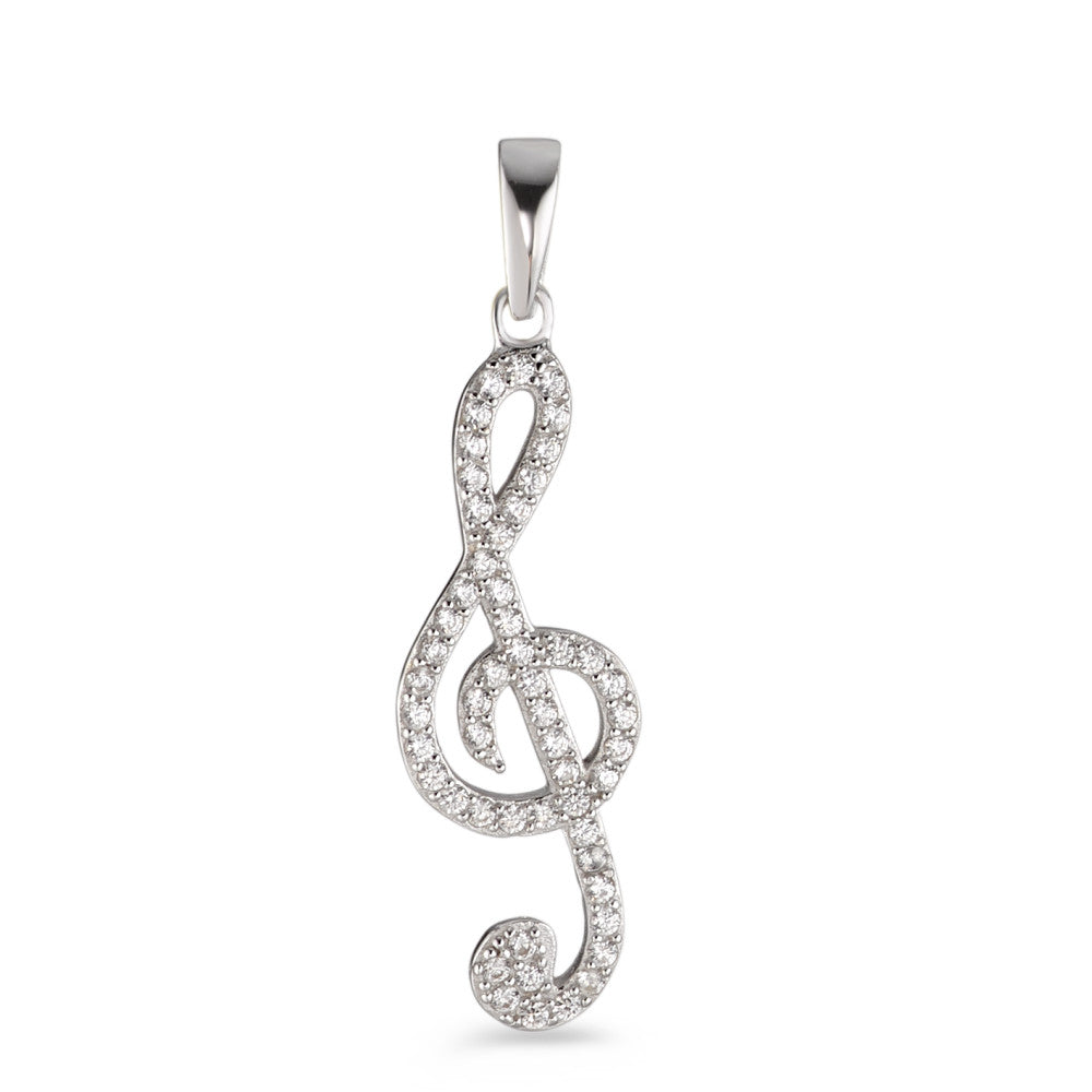 Pendant Silver Zirconia Rhodium plated Treble Clef