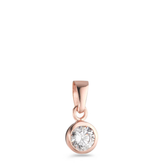 Pendant Silver Zirconia Rose Gold plated Ø6 mm