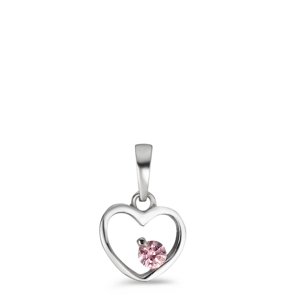 Pendant Silver Zirconia Rose Rhodium plated Heart Ø8 mm