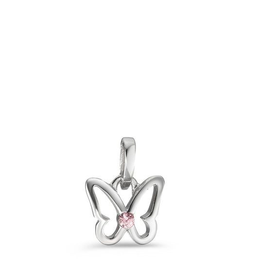 Pendant Silver Zirconia Rose Rhodium plated Butterfly Ø7 mm