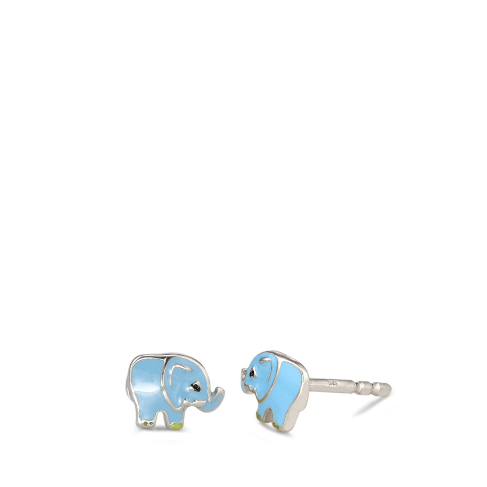 Stud earrings Silver Lacquered Elephant Ø5 mm