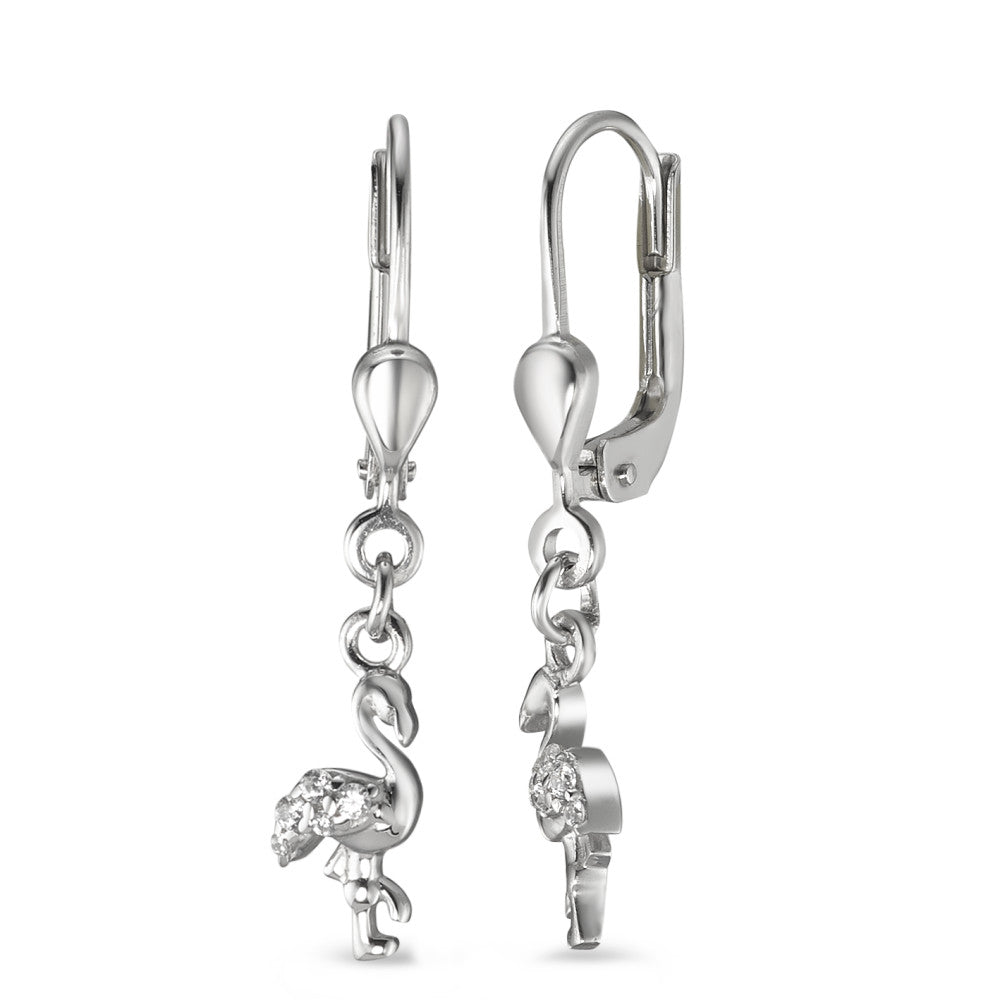 Drop Earrings Silver Zirconia 10 Stones Rhodium plated Flamingo