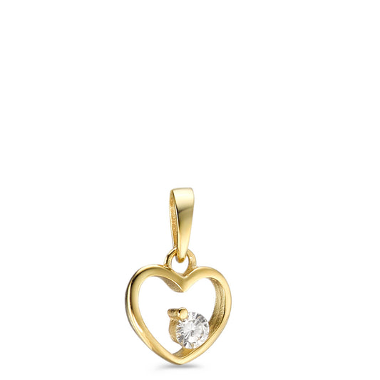 Pendant 9k Yellow Gold Zirconia Heart Ø8 mm