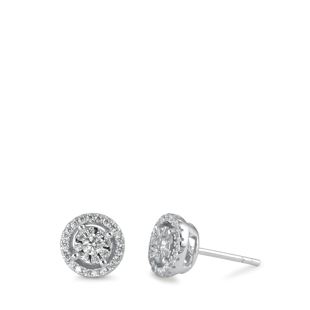 Stud earrings Silver Zirconia Rhodium plated Ø8 mm