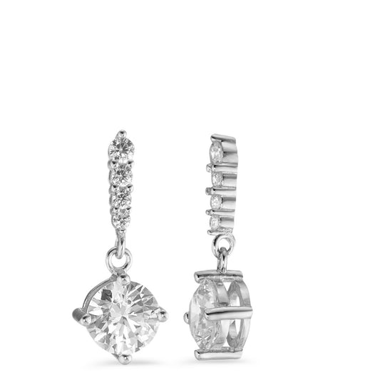 Drop Earrings Silver Zirconia 10 Stones Rhodium plated Ø7 mm