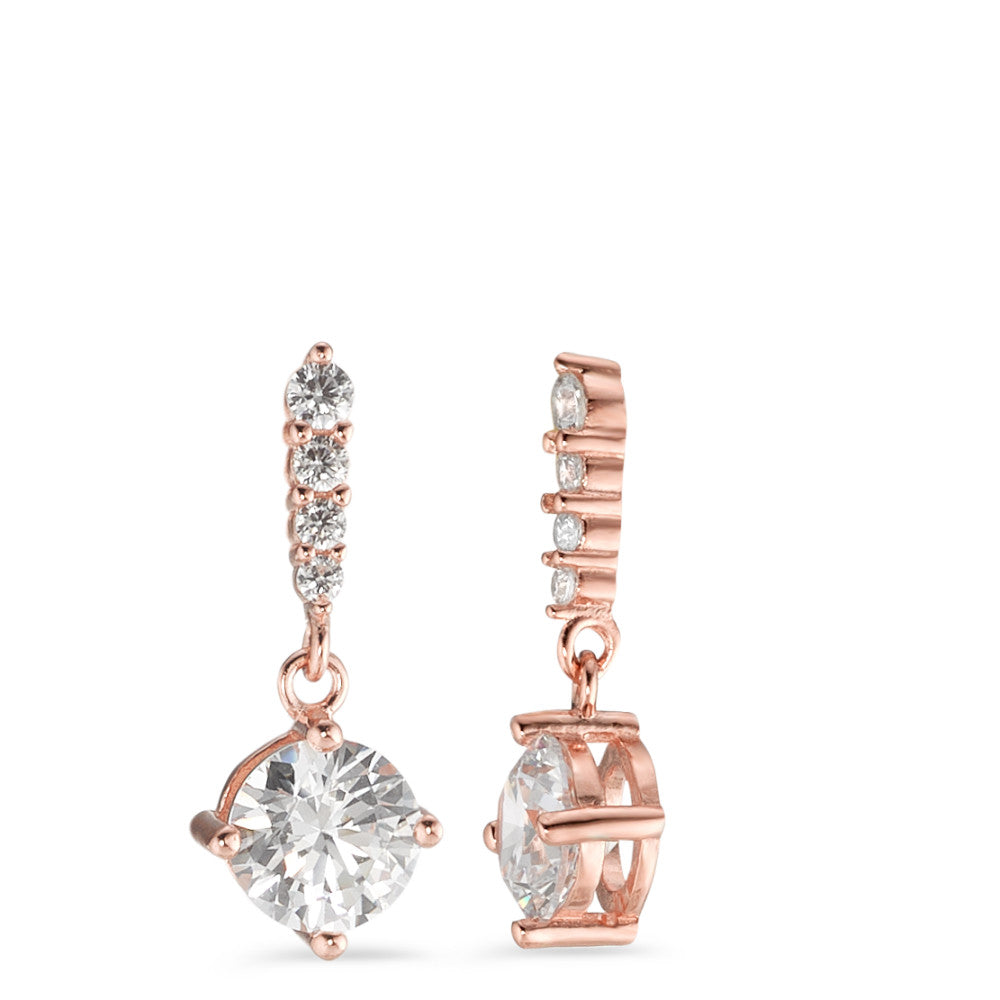 Drop Earrings Silver Zirconia 10 Stones Rose Gold plated Ø7 mm