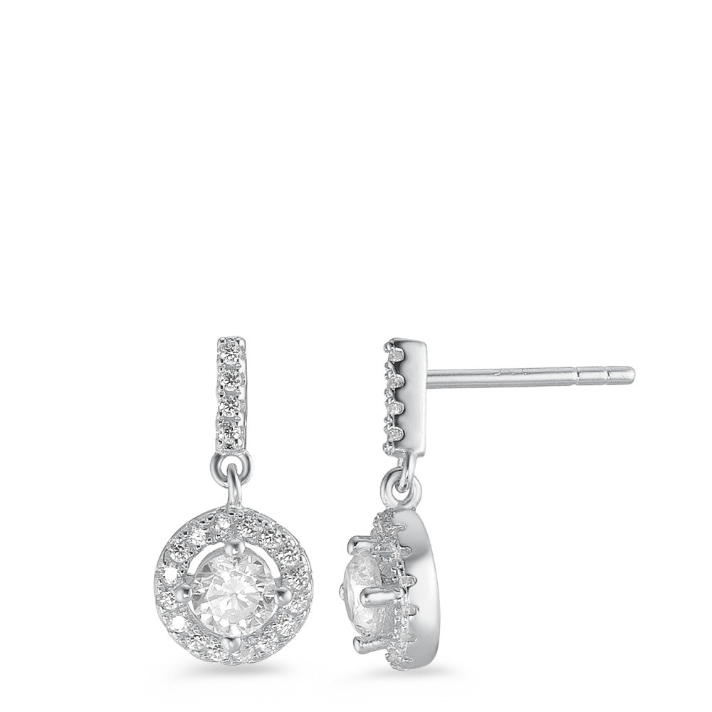 Drop Earrings Silver Zirconia Rhodium plated Ø7 mm