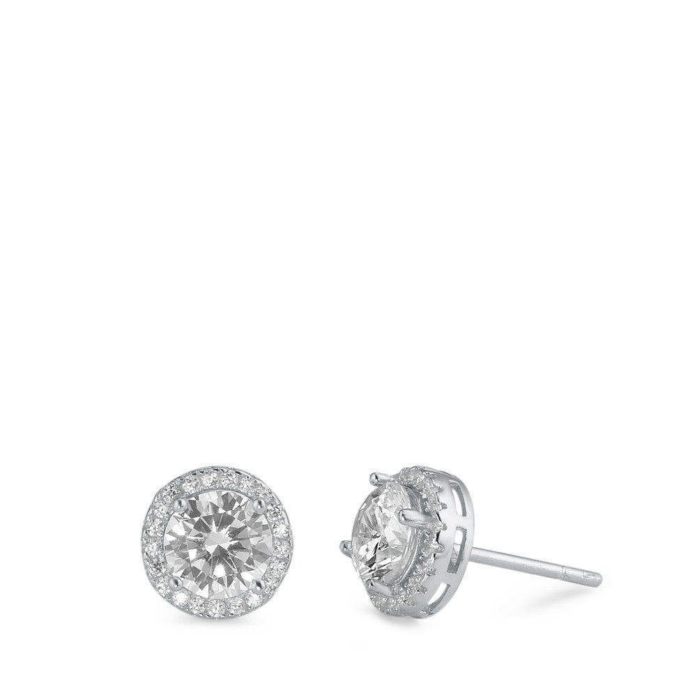 Stud earrings Silver Zirconia Rhodium plated Ø8.5 mm