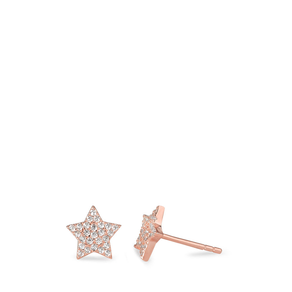 Stud earrings Silver Zirconia Rose Gold plated Star Ø8.5 mm