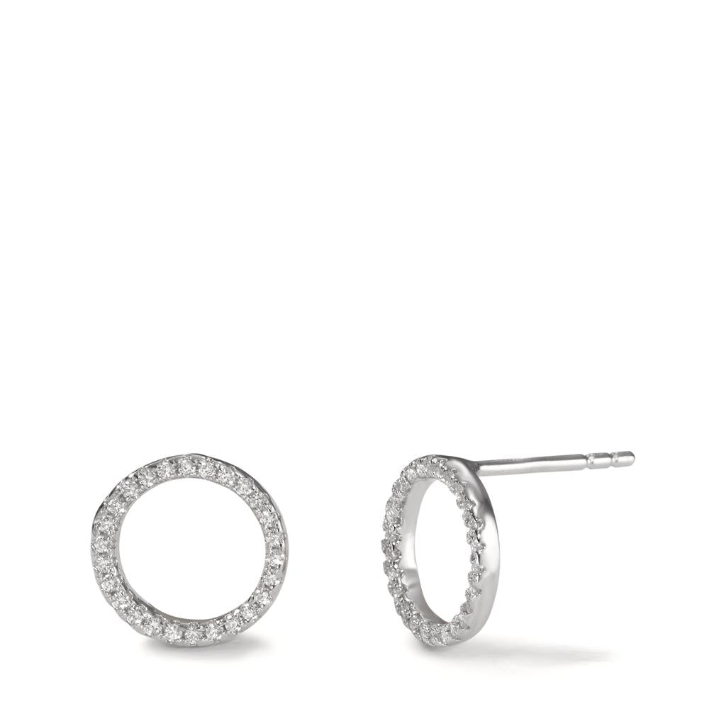 Stud earrings Silver Zirconia Rhodium plated Ø8 mm