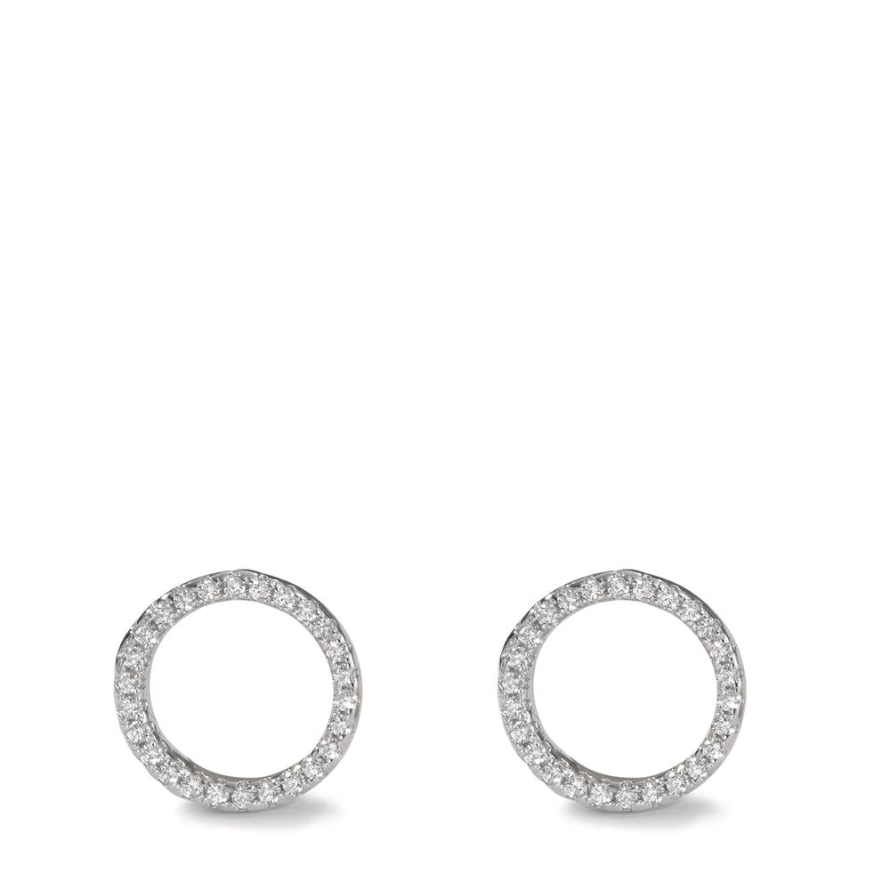 Stud earrings Silver Zirconia Rhodium plated Ø8 mm