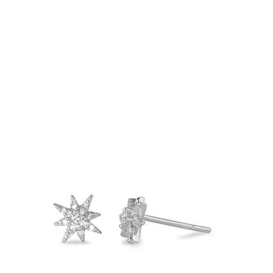 Stud earrings Silver Zirconia Rhodium plated Star Ø7 mm