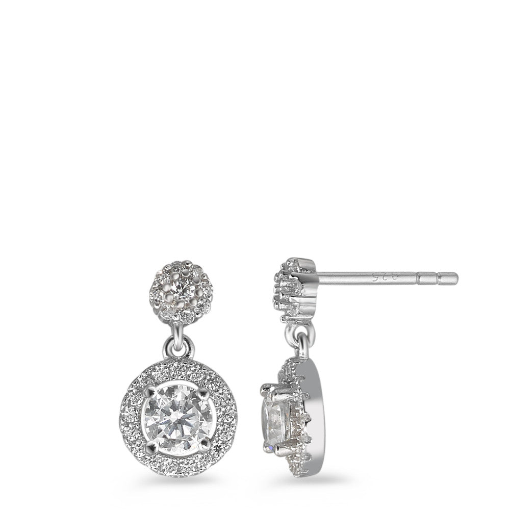 Drop Earrings Silver Zirconia Rhodium plated Ø7.5 mm