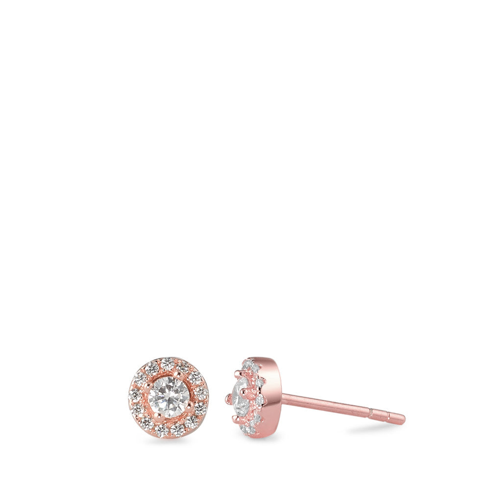 Stud earrings Silver Zirconia Rose Gold plated Ø6 mm