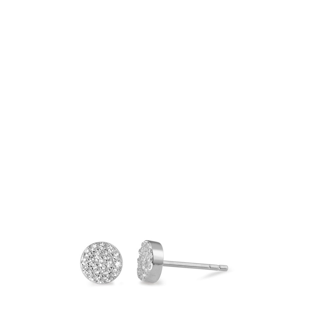 Stud earrings Silver Zirconia Rhodium plated Ø6 mm