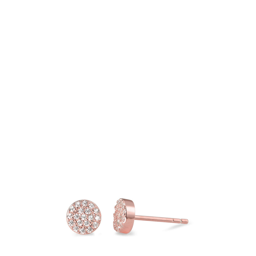 Stud earrings Silver Zirconia Rose Gold plated Ø6 mm