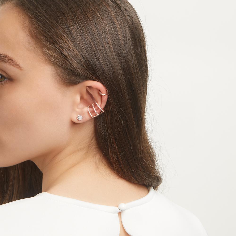 Ear Cuff Silver Zirconia Rose Gold plated Ø14 mm