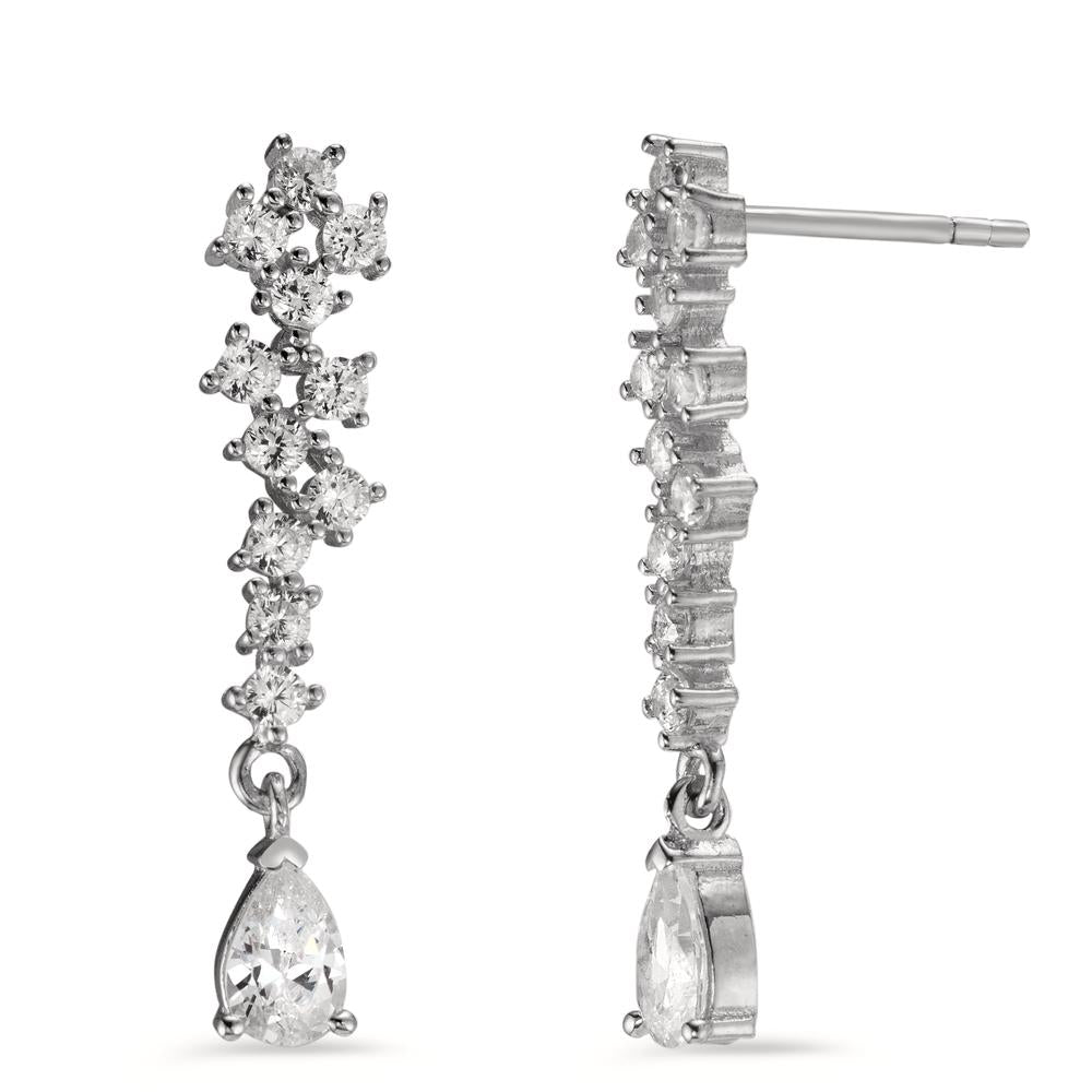 Drop Earrings Silver Zirconia 24 Stones Rhodium plated