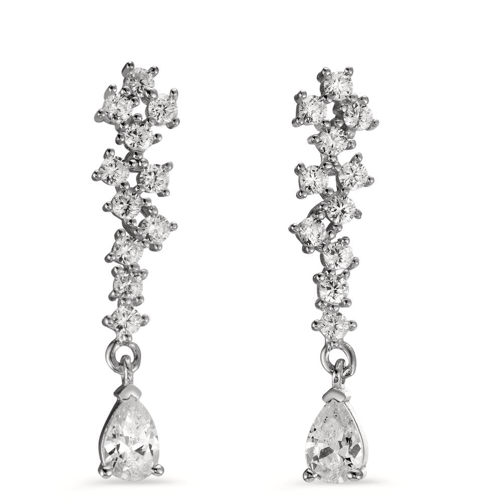 Drop Earrings Silver Zirconia 24 Stones Rhodium plated