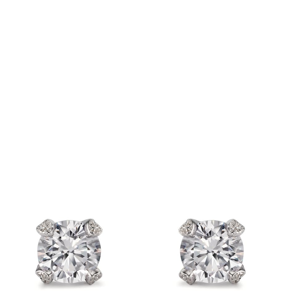 Stud earrings Silver Zirconia Rhodium plated Ø8.5 mm