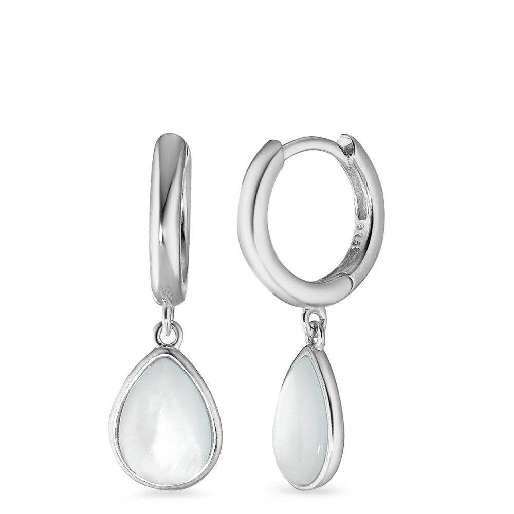 Hinged hoop Silver Rhodium plated Mother of pearl