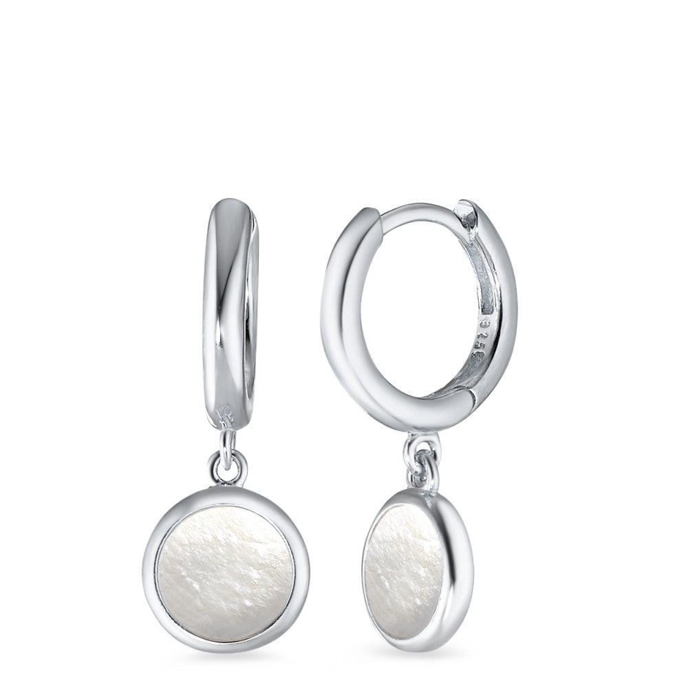 Hinged hoop Silver Rhodium plated Mother of pearl