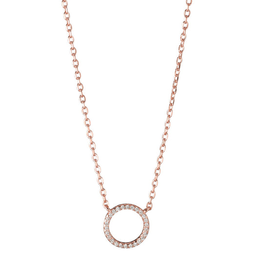 Necklace Silver Zirconia Rose Gold plated 40-45 cm