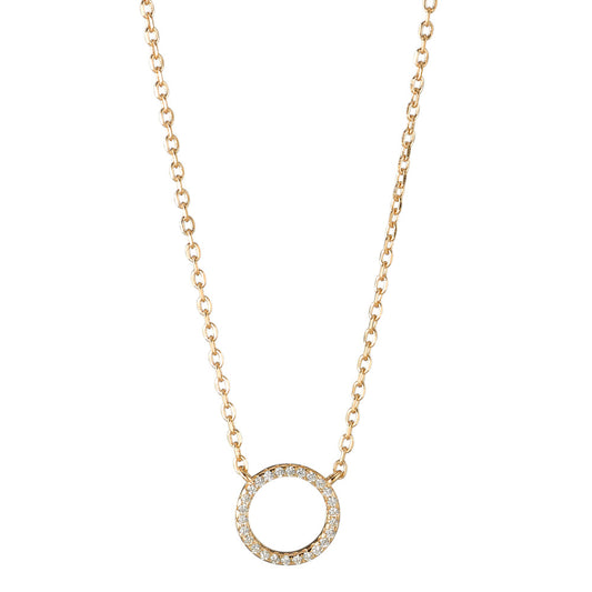 Necklace Silver Zirconia Yellow Gold plated 40-45 cm