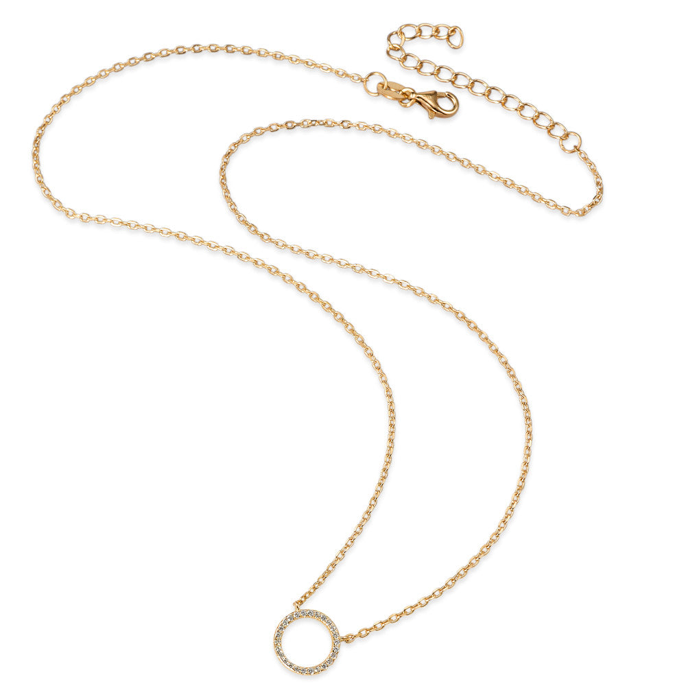 Necklace Silver Zirconia Yellow Gold plated 40-45 cm