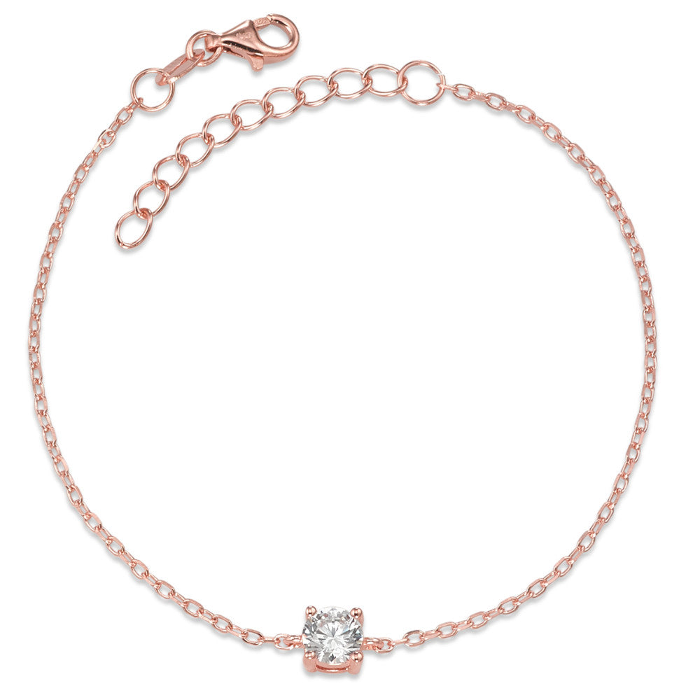 Bracelet Silver Zirconia Rose Gold plated 16-19 cm Ø5 mm