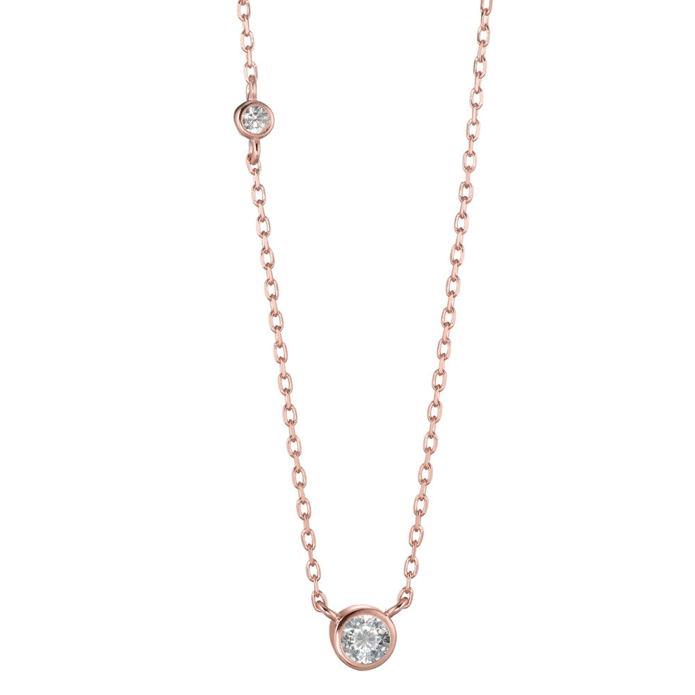 Necklace Silver Zirconia Rose Gold plated 40-45 cm