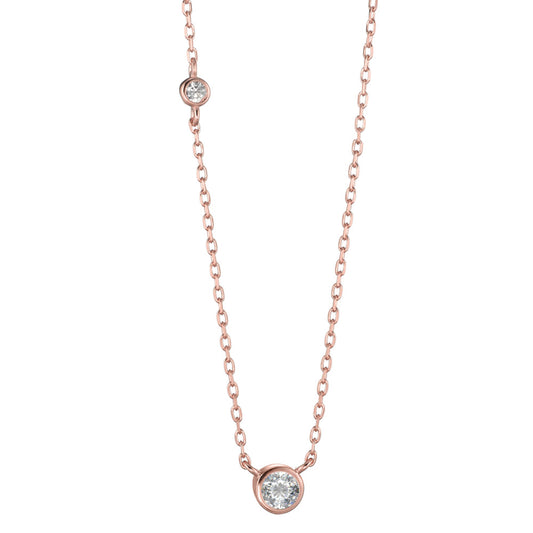 Necklace Silver Zirconia Rose Gold plated 40-45 cm